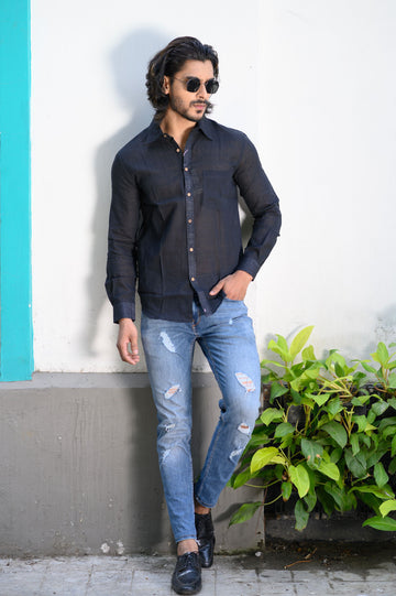 Black Cotton Men's Shirt - NamegStore